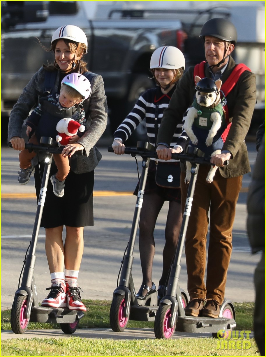 Emma Myers & Brady Noon Go on a Family Scooter Ride With Jennifer Garner for 'Family Leave' Filming
