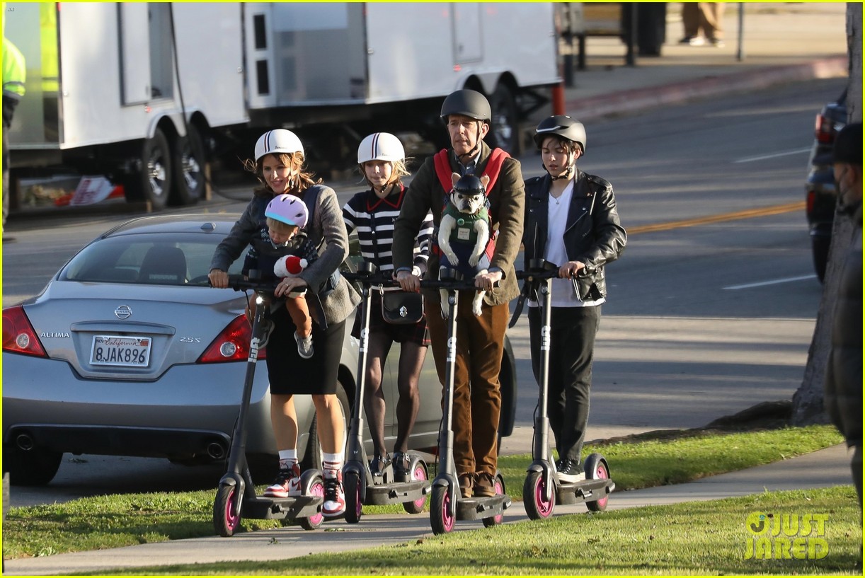 Emma Myers & Brady Noon Go on a Family Scooter Ride With Jennifer Garner for 'Family Leave' Filming