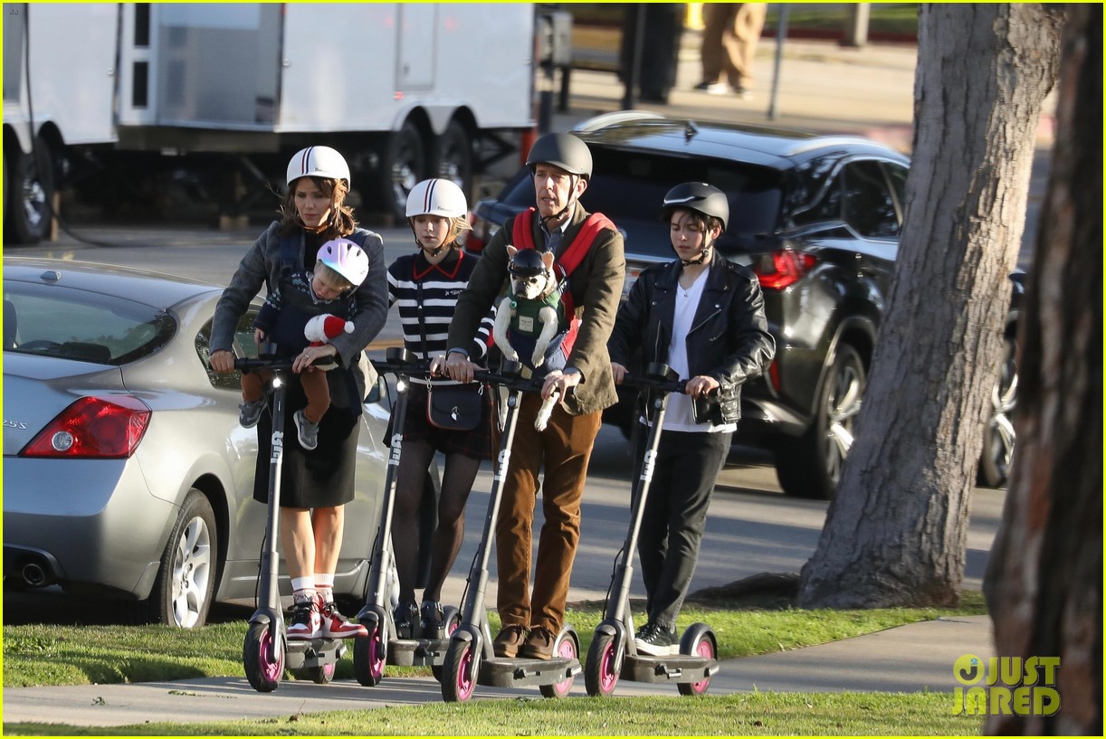 Emma Myers & Brady Noon Go on a Family Scooter Ride With Jennifer Garner for 'Family Leave' Filming
