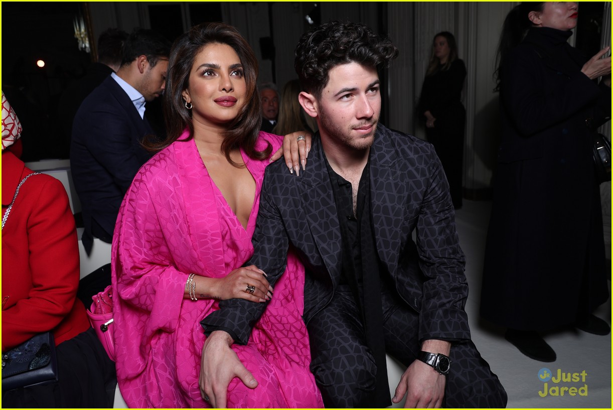 Nick Jonas & Priyanka Chopra Couple Up at Valentino Fashion Show in Paris