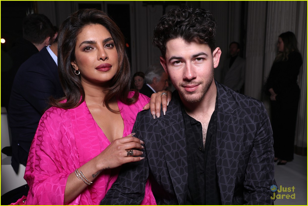 Nick Jonas & Priyanka Chopra Couple Up at Valentino Fashion Show in Paris