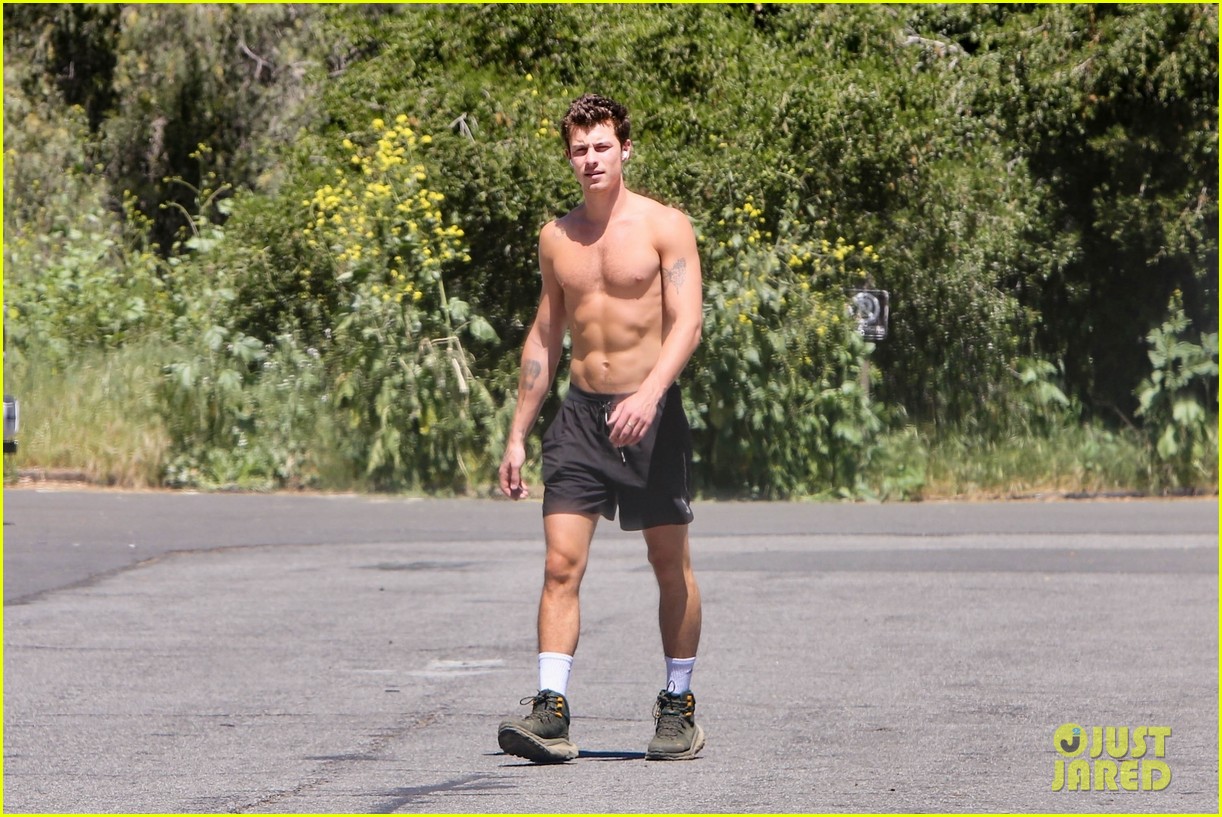 Shawn Mendes Shows Off His Super-Toned Six-Pack During Shirtless Hike Amid Camila Cabello Reunion Rumors