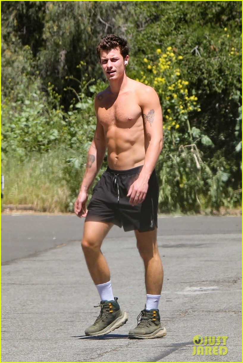 Shawn Mendes Shows Off His Super-Toned Six-Pack During Shirtless Hike Amid Camila Cabello Reunion Rumors