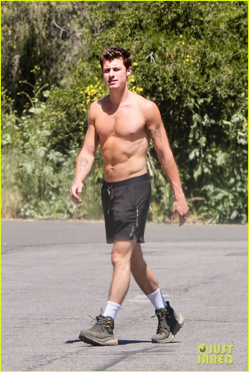 Shawn Mendes Shows Off His Super-Toned Six-Pack During Shirtless Hike Amid Camila Cabello Reunion Rumors