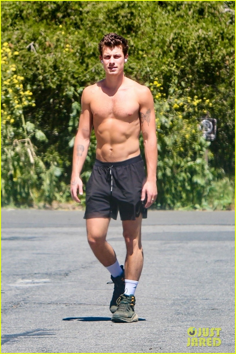 Shawn Mendes Shows Off His Super-Toned Six-Pack During Shirtless Hike Amid Camila Cabello Reunion Rumors