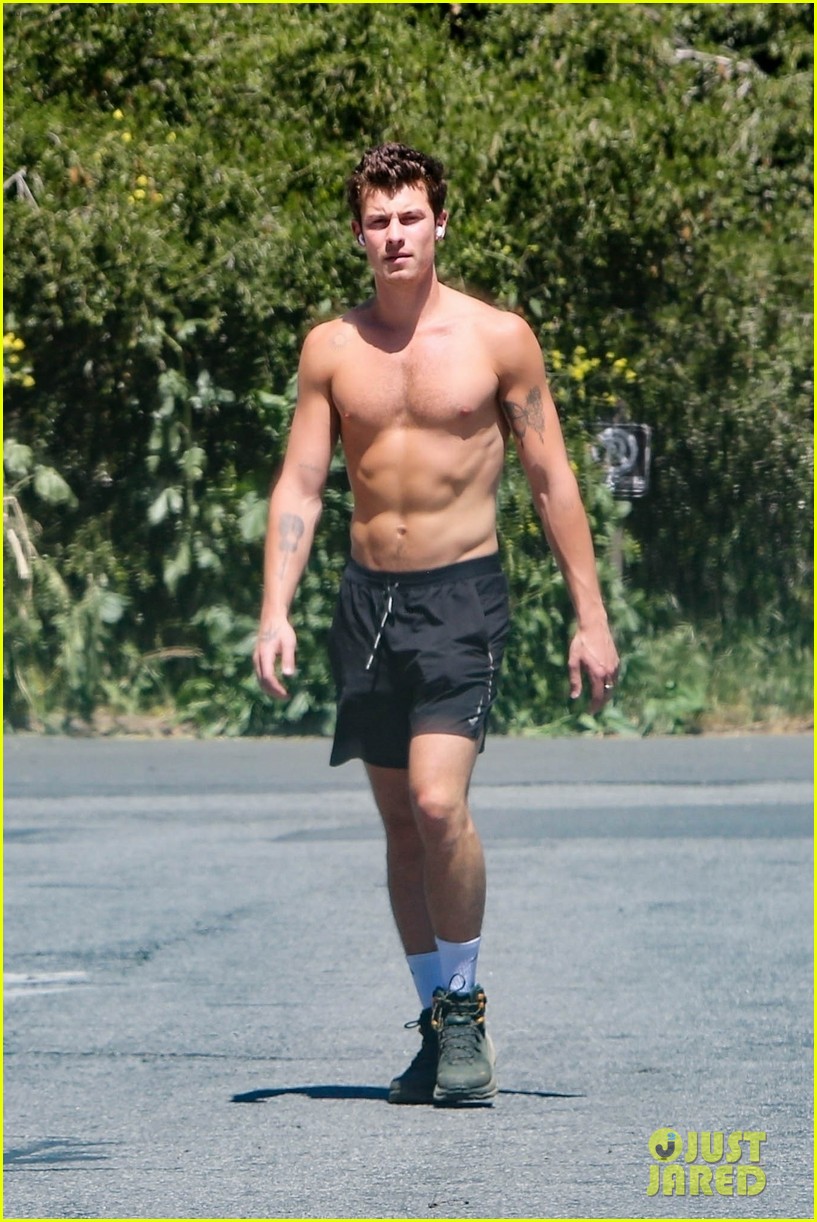 Shawn Mendes Shows Off His Super-Toned Six-Pack During Shirtless Hike Amid Camila Cabello Reunion Rumors