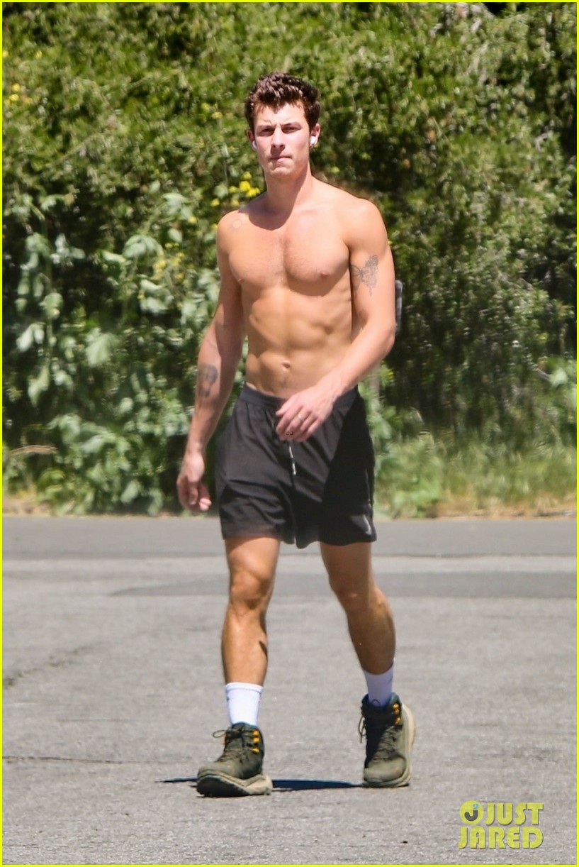 Shawn Mendes Shows Off His Super-Toned Six-Pack During Shirtless Hike Amid Camila Cabello Reunion Rumors
