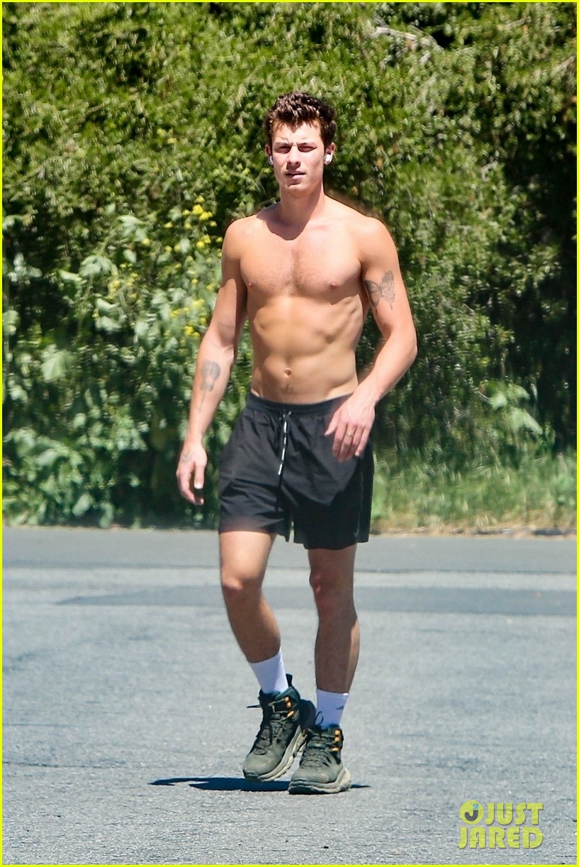 Shawn Mendes Shows Off His Super-Toned Six-Pack During Shirtless Hike Amid Camila Cabello Reunion Rumors