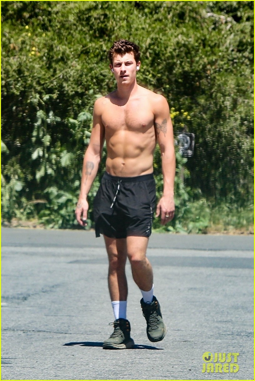 Shawn Mendes Shows Off His Super-Toned Six-Pack During Shirtless Hike Amid Camila Cabello Reunion Rumors