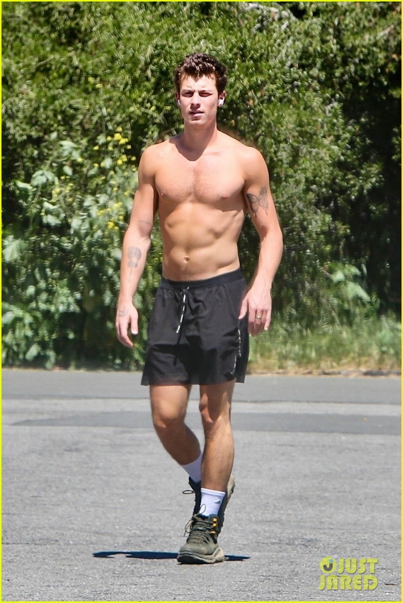 Shawn Mendes Shows Off His Super-Toned Six-Pack During Shirtless Hike Amid Camila Cabello Reunion Rumors