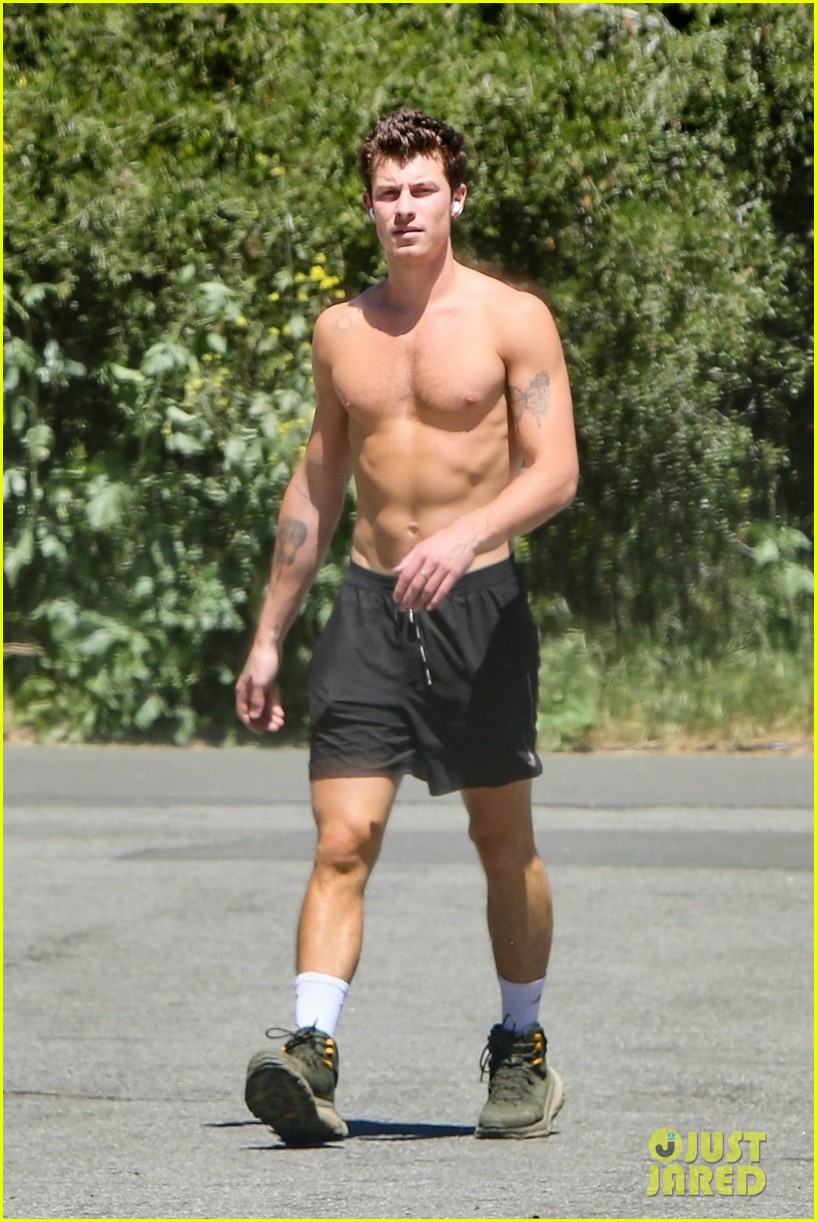 Shawn Mendes Shows Off His Super-Toned Six-Pack During Shirtless Hike Amid Camila Cabello Reunion Rumors