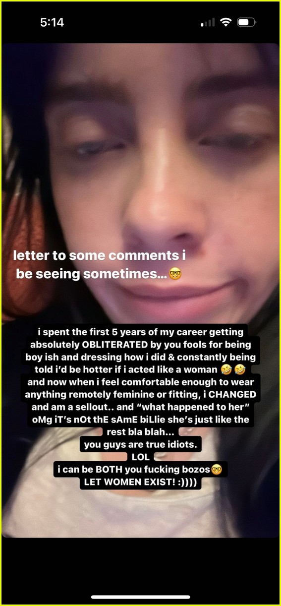 Billie Eilish Unleashes Blistering Memo for Critics Calling Her a 'Sellout'