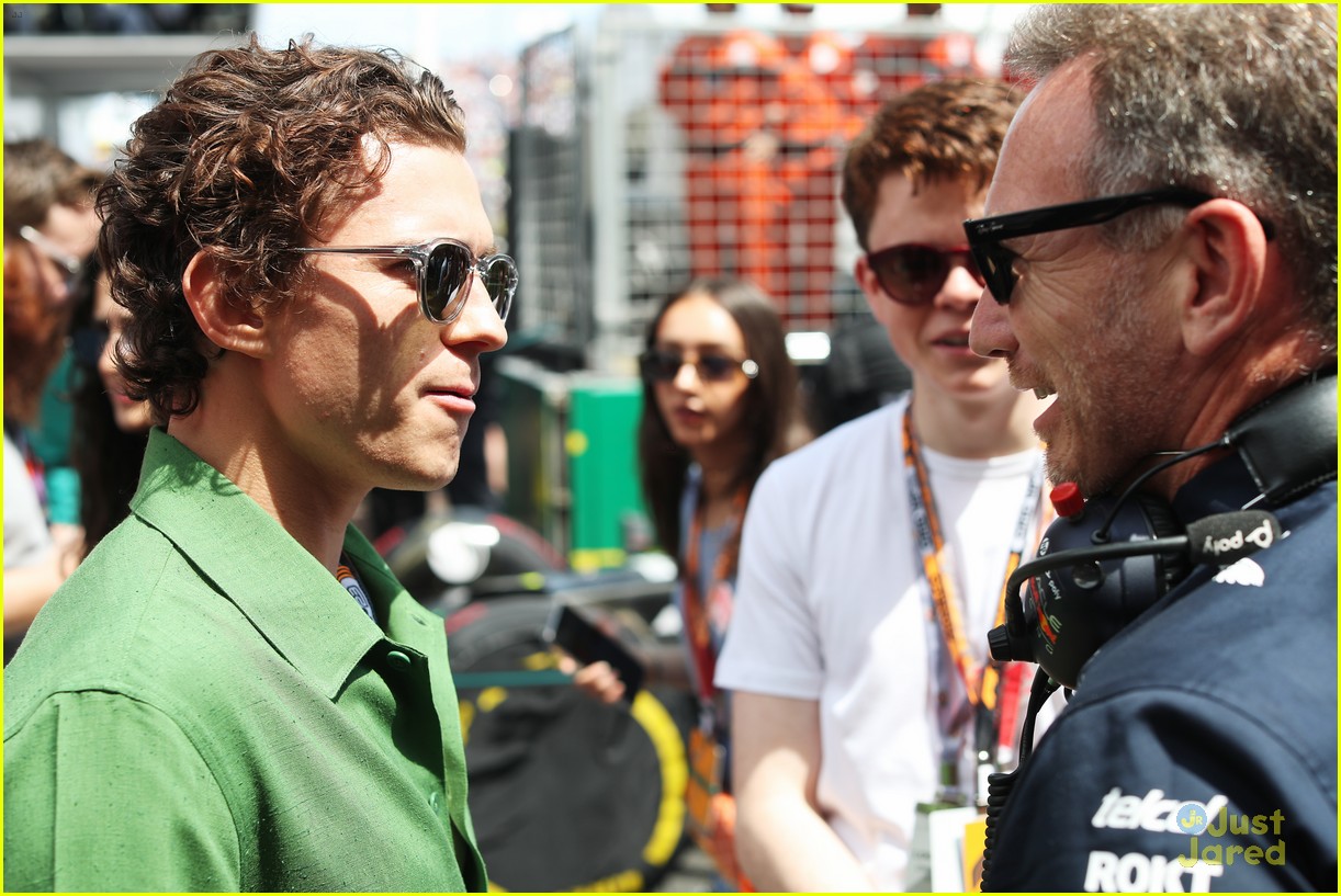 Tom Holland Waves Checkered Flag at F1 Grand Prix of Monaco