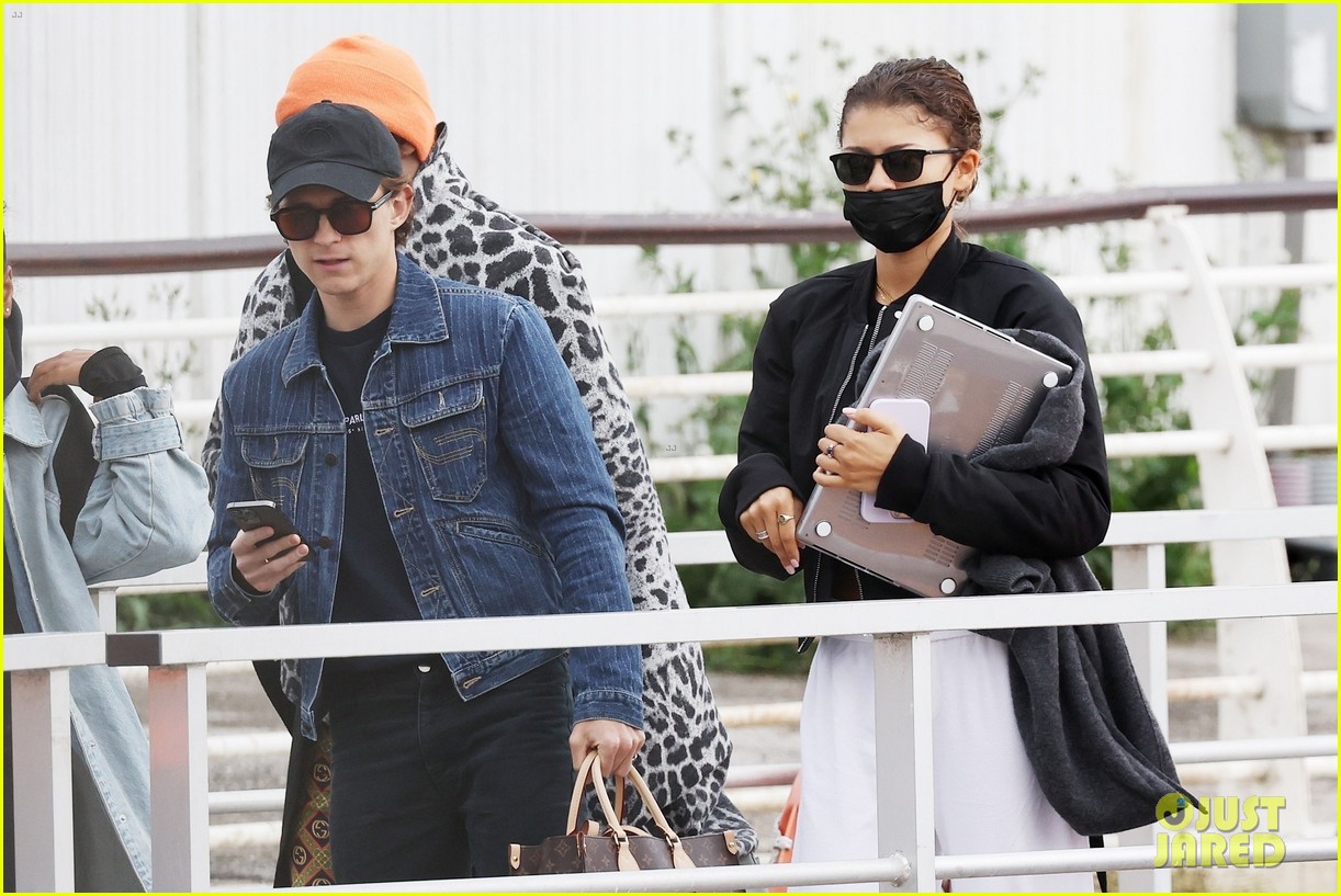 Zendaya & Tom Holland Catch Flight Out of Venice with Stylist Law Roach
