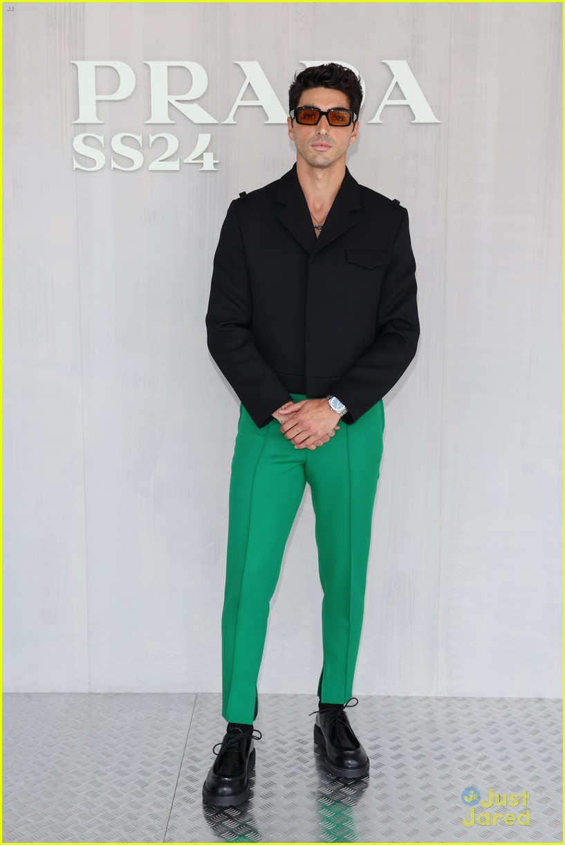 Taylor Zakhar Perez, Troye Sivan & Louis Partridge Sit Front Row at Prada Milan Fashion Show