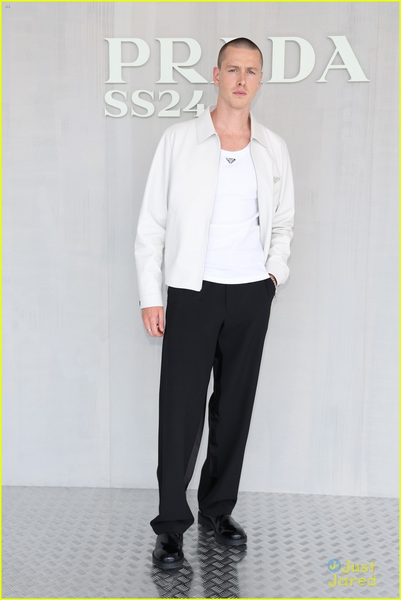 Taylor Zakhar Perez, Troye Sivan & Louis Partridge Sit Front Row at Prada Milan Fashion Show