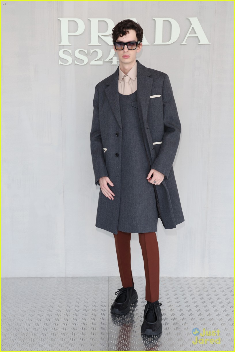 Taylor Zakhar Perez, Troye Sivan & Louis Partridge Sit Front Row at Prada Milan Fashion Show