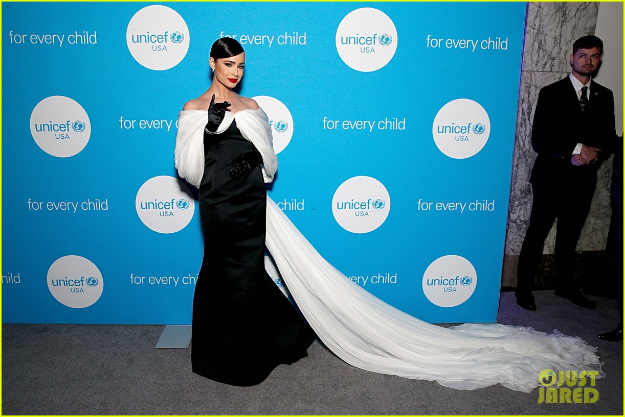 Sofia Carson Glams Up In Black & White Gown to Host UNICEF Gala 2023